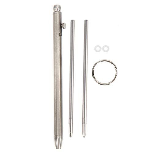 Mini bolígrafo de titanio puro, llavero portátil, bolígrafo, instrumento de escritura para profesionales, estudiantes, viajeros, acero de titanio, recambio negro, 84mm (Plata)