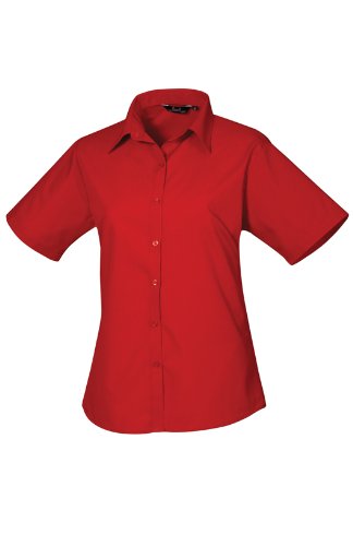 Blouse en popeline rouge 24 à manches courtes pour look élégant