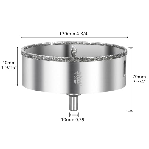 SALI Diamond Drill Bit 120 mm Diamond Hole Saw Drill with Center Guide Bit Glass Hole Saw Core Drill Bit for Glass/Tile/Ceramic/Marble/Limestone/Fiberglass/Porcelain Cutting 2 SALI Diamond Drill Bit 120 mm Diamond Hole Saw Drill with Center Guide Bit Glass Hole Saw Core Drill Bit for Glass/Tile/Ceramic/Marble/Limestone/Fiberglass/Porcelain Cutting - Image 2