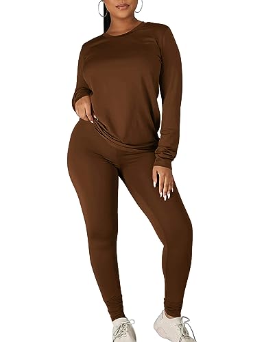 Kaximil Women's Workout Tracksuit 2 Piece Outfits Long Sleeve Top Legging Jogger Pants Set2