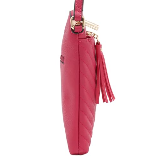 Image of FashionPuzzle Chevron Quilted Medium Crossbody Bag with Tassel Accent