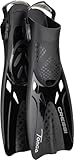 Cressi Tonga Short Adjustable Open Heel Fins, Black, S/M