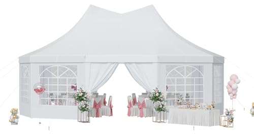 Aoxun 26x19FT Party Tent Canopy 10-Sided Hexagon Heavy Duty...