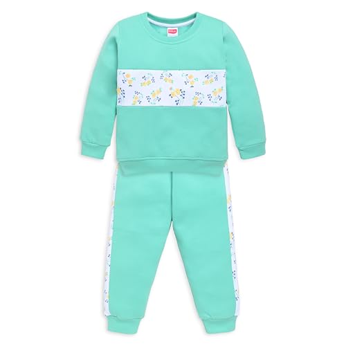 LuvLap Baby Girls Full Sleeve Sweatshirt & Pyjama Set Pack Of 1, Cotton Rich Fleece, Pastel Green, XXL (18 to 24 Months)