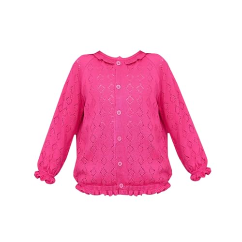 RNTOP Toddler Baby Girl Boy Knitted Cardigan Sweater Long Sleeve Knit Button Front Solid Cardigans (Hot Pink, 5-6 Years) j497r