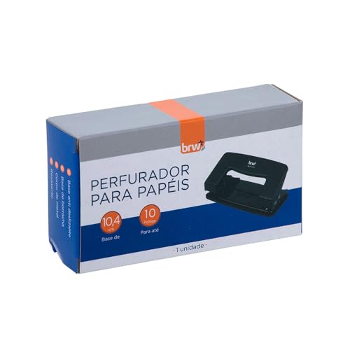 Brw Perfurador de Papel Metal 2 Furos até 10 Folhas 10,4cm Preto