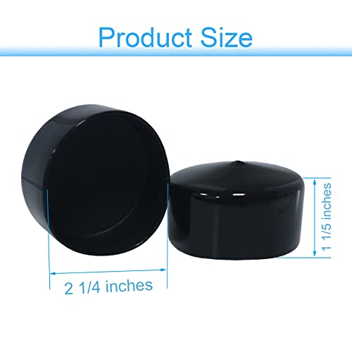 Image of Acocony 2 1 /4 Inch Rubber Cap (57.15 mm) Round Black Pack of 8 | 2.25 inch PVC Rubber End Caps Dustproof, Protective & Aesthetic Flexible Covers for Tubing, Pipes, Poles, Bolts & More