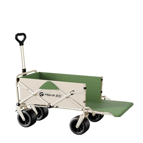 Carrito de Playa Plegable de 4 Ruedas: Ideal para Camping, Deportes, jardinería y comestibles.(White)