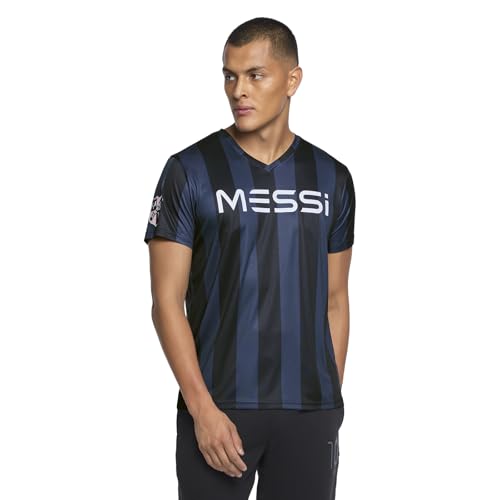 Messi Men's Heatwave V-Neck Tee, Lifestyle Short Sleeve T-Shirt, Standard Fit with Graphic, Stretch Limo