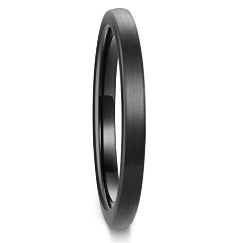 Zoesky Tungsten Rings for Men Women Engagement Wedding Band 2mm 4mm 6mm 8mm Matte Finish Domed Brushed Comfort Fit Black