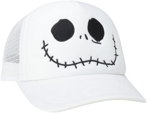 Disney Men?s Nightmare Before Christmas Hat ? Jack Skellington Baseball Cap Dad Hat Size One Size Jack Skellington White