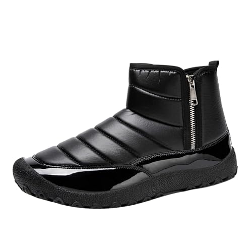 Bottines d'hiver matelassées homme en noir taille 39 1/3 avec fermeture éclair pratique