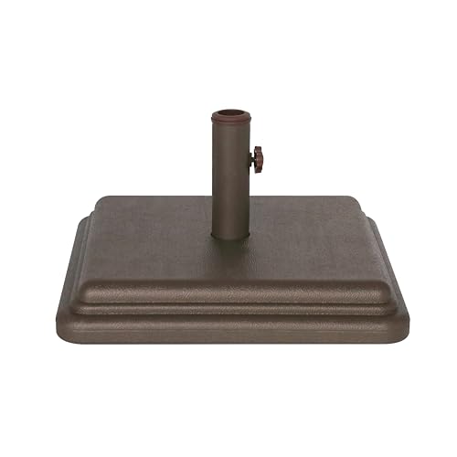US Weight 40 Pound Umbrella Base – Weighted Umbrella base For Use With Patio Table – Heavy Duty Base- 4” Stem Accommodates 1”-1.5” Pole Sizes – Bronze