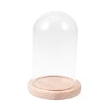 FOMIYES Cristal cúpula Cloche Mesa Centro de Mesa Cloche Bell Jar para Rose Display Antigua Figurita Decorativa escaparate Base Madera 10x16cm