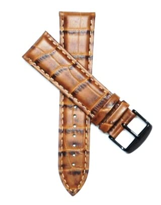 22mm Black Buckle Leather Watchband Strap for Watch (Croco/Tan) (B07NV2C32S) Amazon Price History, Amazon Price Tracker