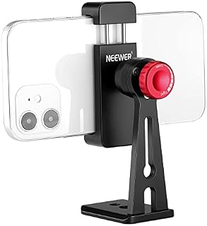 Neewer Cellphone Holder Clip Desktop Tripod Mount Adapter for iPhone,Samsung,Huawei Smartphone within 2.2-3.5 inches/5.6-8.9 centimeters Width (Aluminum Alloy)