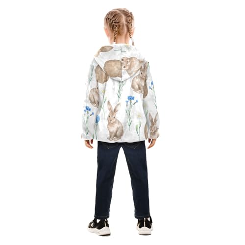 OTVEE Easter Rabbits and Flowers Kids Hoodie Jacket Fall Spring Full Zip Warm Outwear Coat4