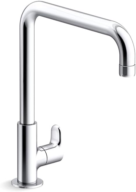 Kohler July Kitchen Faucet | Deck Mounted Kitchen Sink Tap | Water Saving Aerated Flow | Cold-Only Single Lever Faucet with 360° Swivel Spout, Polished Chrome Finish, 10 yrs Warranty