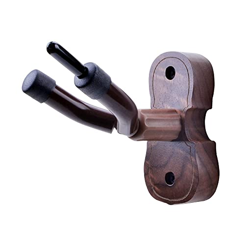 Violin Viola Wall Mount Hanger,Violin Viola Hook,Black Walnut Violin Holder,With Bow Hook,Home & Studio Wall Mount Violin Hangers (Black Walnut) #TOP2