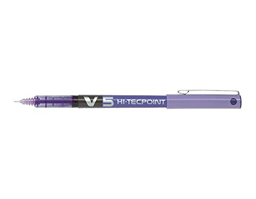 Precise V5 Rollerball Pen, Stick, Extra-Fine 0.5 Mm, Purple Ink, Purple/Clear Barrel, Dozen