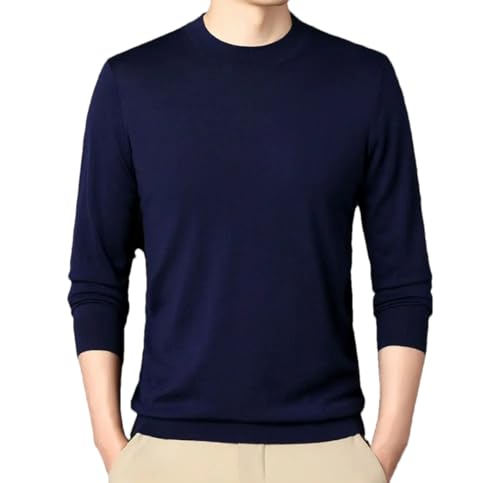 Men's Loose Long Sleeve Autumn Winter Knitted Underlay Sweater Solid Half High Neck Top