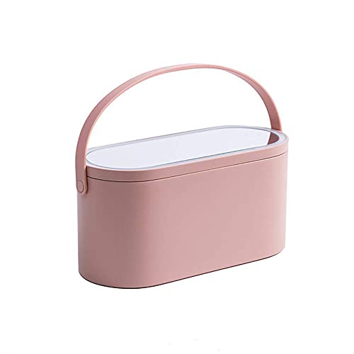 Trousse de maquillage rose et miroir LED haute définition amovible