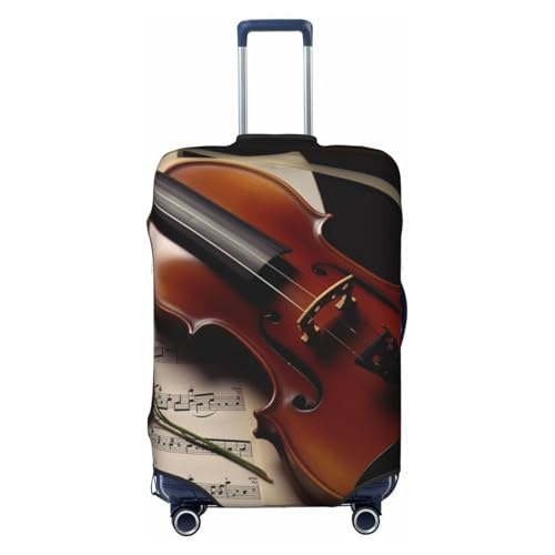 Violin Sheet Music Luggage Cover Washable Stretch Suitcase Protector Anti-Scratch Travel Luggage Sleeve Elastic Baggage Cover Fits 18-32 Inch