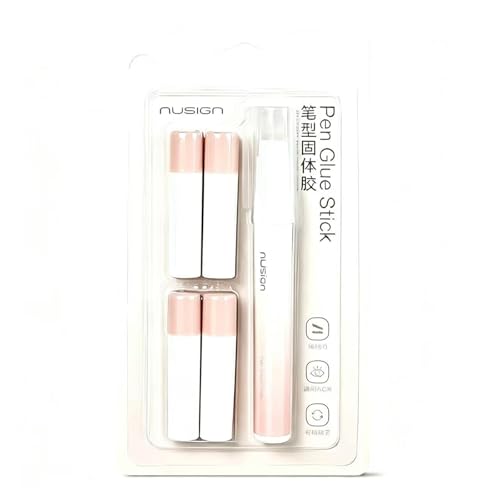 SEAMEW Pen Style Solid Glue Stick Washable Non-Toxic Glue Pen Precise Twist-Up Adhesive for School Craft Office Scrapbooking Bullet Journal Invoice Paper 1 Count(Pink)