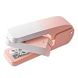 Office Desk Swing-Arm Swivel Stapler, 25 Sheets Capacity, 360 Degree Rotate Desk Staplers with 1000 Staples for Booklet, Book Binding, Brochures Newspapers - Pink