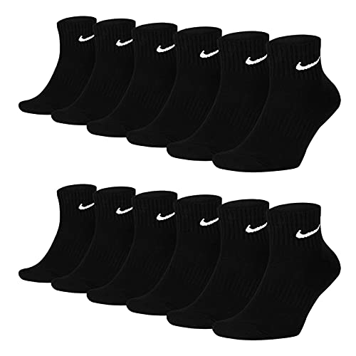 Nike 6-18 Paar Socken Damen Herren Weiß Schwarz Kurz Sportsocken Größe 34 36 38 40 42 44 46 48 50 Sparset SX7677, Größe:42-46, Sockenfarbe:6 Paar schwarz