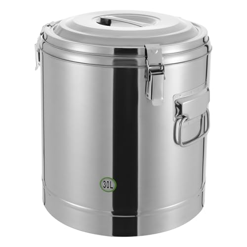 Récipient isotherme de transport, 20/30 l, en acier inoxydable, avec poignées, couvercle avec anneau en caoutchouc et fermeture de serrage, grande marmite chaude isolée (30 l)