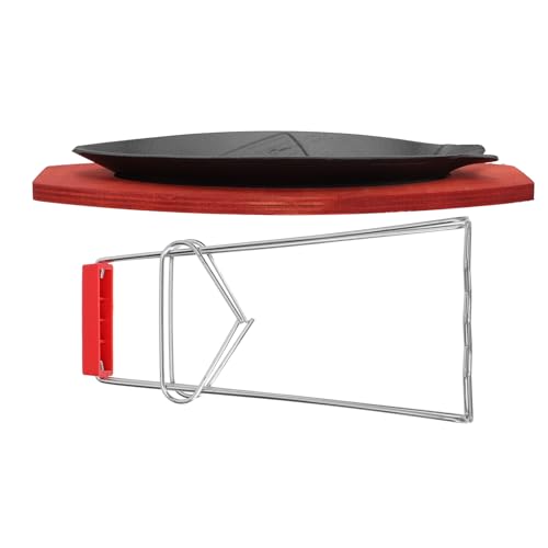 EXAOMBLE Sartén de Hierro Forma de Pez Pequeña, Bandeja Antiadherente para Barbacoa y Plancha para Asar, Resistente a Altas Temperaturas, Base de Madera, Utensilio Estilo Aleatorio