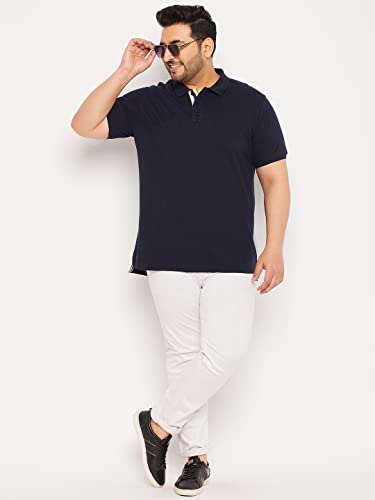 Image of Club York Men Cotton Blend Half Sleeve Polo Neck Solid Plus Size T-Shirt
