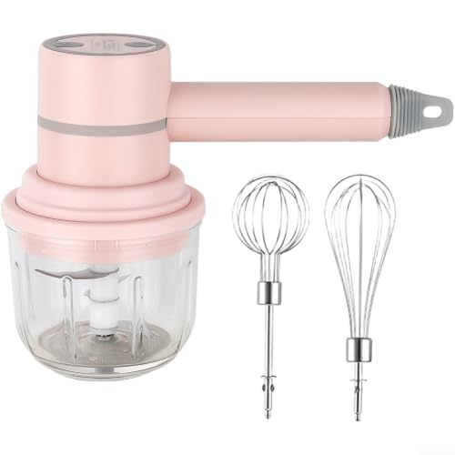 Hosrivae Batidora de mano inalámbrica recargable por USB con 3 velocidades, batidores de acero 304 desmontables, batidor de huevos de crema, licuadora inalámbrica compacta (polvo)
