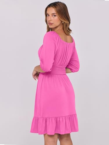 Image of ANRABESS Womens Lantern Short Sleeve Square Neck Casual Flowy Mini Dresses 2026 Holiday Summer Spring Beach Vacation Clothes