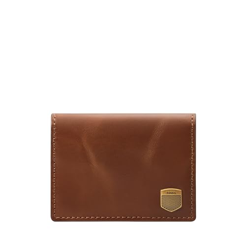 Image of Fossil Wallet for Men, Hayes Leather Card Case; Men's Bifold Leather Wallet, Brown