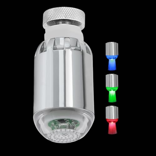 JINYOMFLY LED Rompigetto Rubinetto Cucina, LED Doccetta Rubinetto Cucina, 3 Colori Cambiano con la Temperatura, Doccino per Cucina con Luci, M22/M24