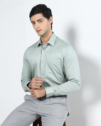 Image of Blackberrys Men's Cotton Solid Slim-Fit Formal Shirts