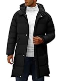 Yuson Girl Cappotto Uomo Invernale Parka Caldo Giacca Antivento Cappotto con Cappuccio Lungo Giubbotto Impermeabili Giaccone Trapuntata Cappotti con Cerniera e Tasche Giacca(Nero, L)