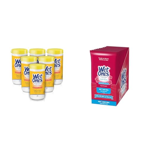 Wet Ones Antibacterial Hand Wipes, Tropical Splash Wipes | Antibacterial Wipes, Hand Sanitizer Wipes, Wet Ones Wipes, 40 ct. Canister (6 pack) & Antibacterial Hand Wipes Case, Fresh Scent | 20 ct. image 5