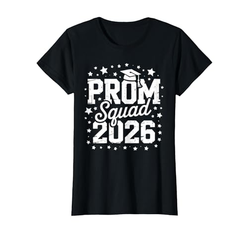 Prom Squad Graduation Class of 2026 Party Matching Group T-Shirt, Women, Black, Medium