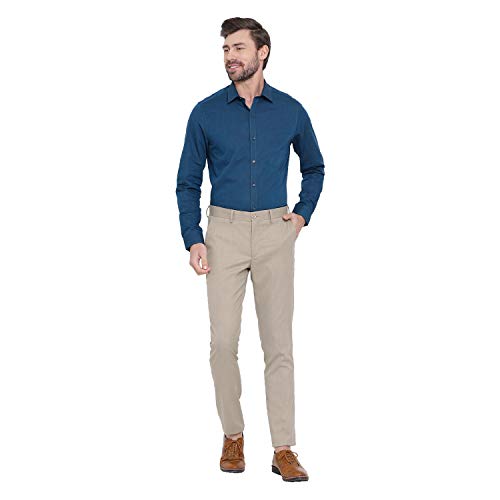 Image of Turtle Men 100% Cotton Slim Fit Yellow Solid Formal Shirt