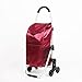 Haushalt Klappeinkaufen Handrad Rad Treppe Klettern Lebensmittel Kinderwagen Licht Wasserdicht Alter Mann Einkaufstasche Supermarkt Klassifizierung Auto Reisetasche (Rot)