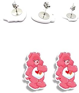 Stud Studs Earring Pair Earrings Cute Inspired Charm Y2K Kawaii Cute Japanese Harajuku Vintage Aesthetic Retro KPOP Shrinky Plastic Tiny Small Mini Care 90s Bear Hot Pink Heart