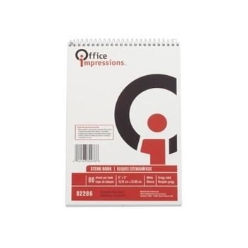 Office Impressions Wirebound Steno Book, Gregg Rule, White, 80 Sheets OFF 82286 6pk by Office Impressions