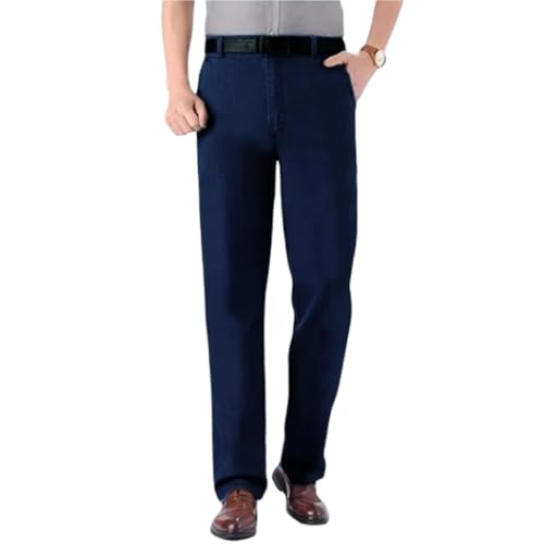 Lunifit Mens Jeans Thick, Classic Straight Fit Stretch Denim Pants for Men, High Waist Business Casual Jeans with Deep Pocket