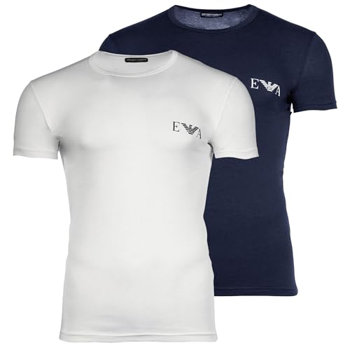 EMPORIO ARMANI Bold Monogram Lot de 2 t-Shirts à col Rond pour Homme, Multicolore, Taille S