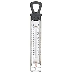 KitchenCraft Home Made Suikerthermometer voor het koken van snoep of jam, roestvrij staal, keukenhulp voor koken en frituren, 30,5 cm, wit