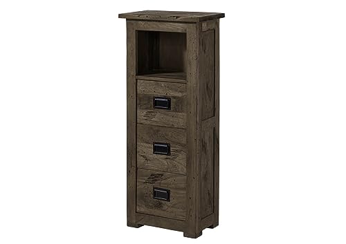 MASSIVMOEBEL24.DE Commode 50x30 Manguier laqué Gris Railway #281