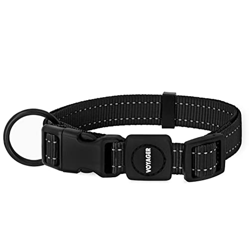 Best Pet Supplies Reflective Dog Collar with Adjustable Length, Heavy-Duty Buckle, and Strong Leash D-Ring, Training, Walking